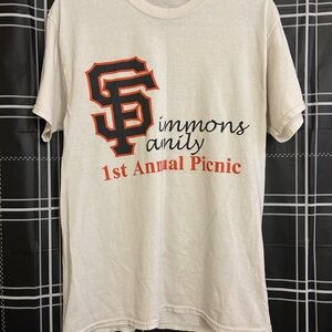 Cream Graphic T-Shirt with Red and Black Print